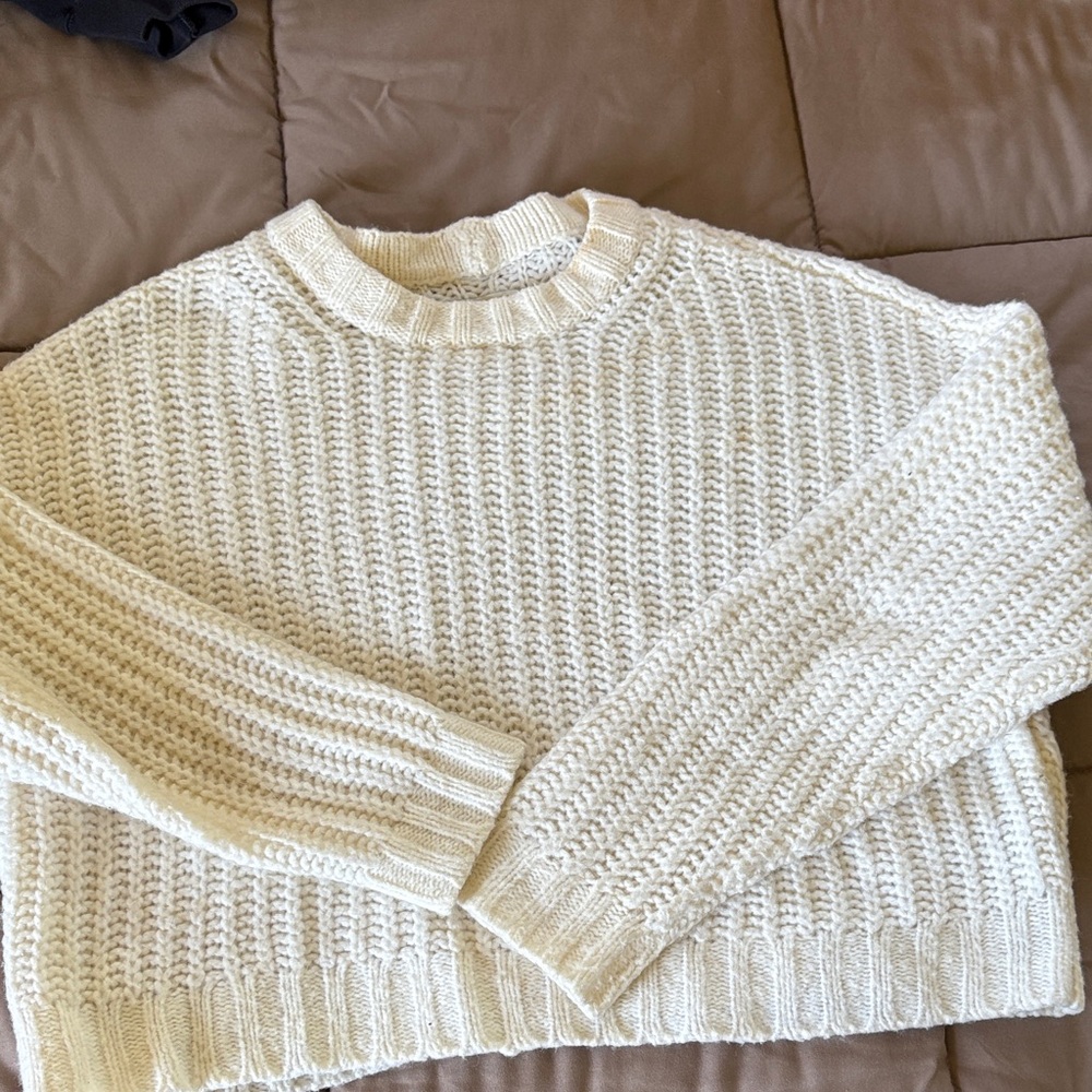 American Eagle Outfitters Cream Knit Sweater